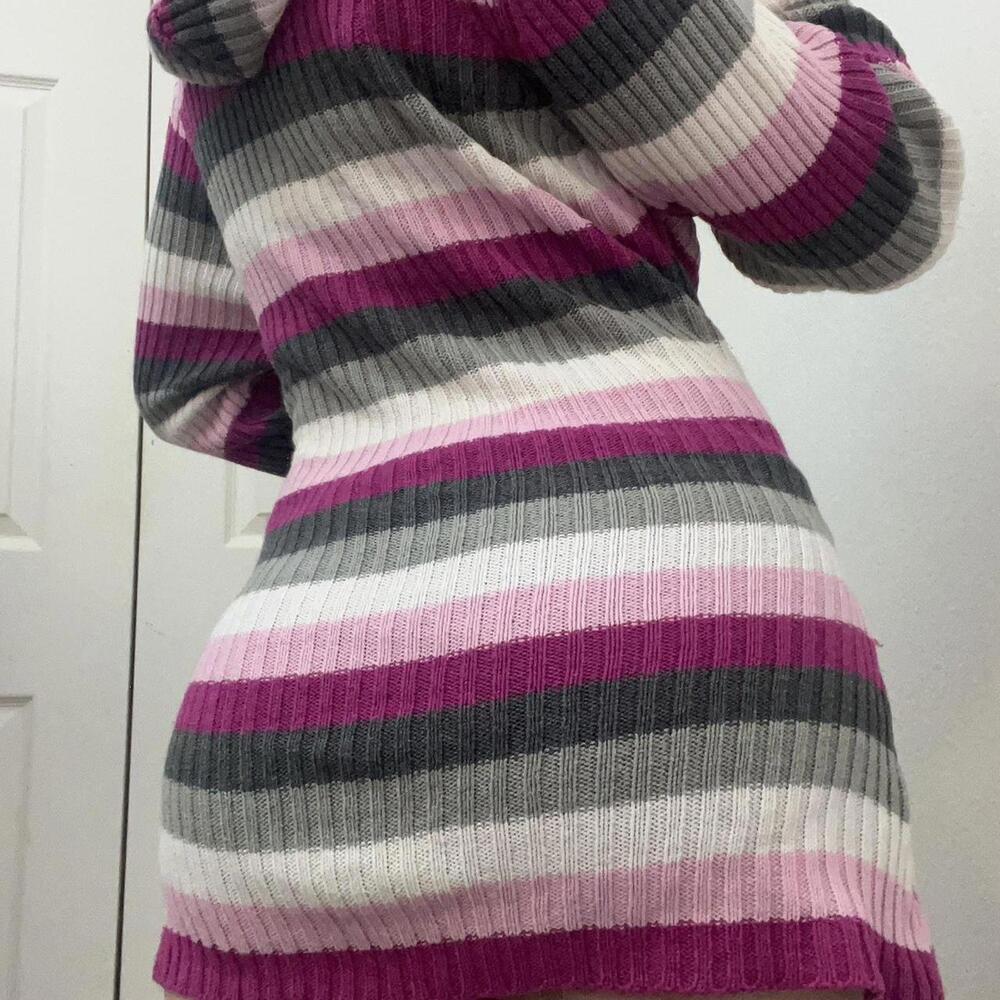 pink and white striped hoodie